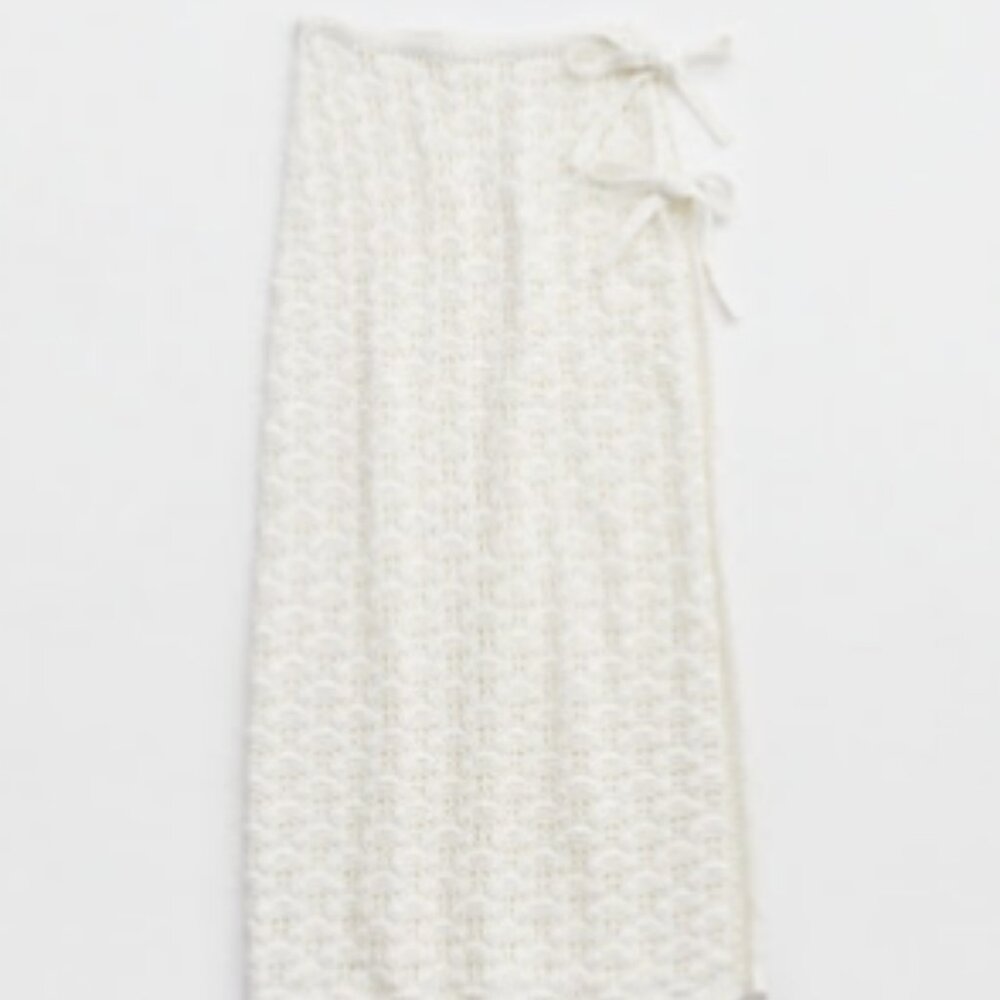 Aerie Scallop Crochet Sarong - Cream Sz Medium